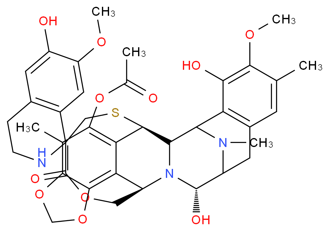 (1R,12S,14R)-5,6',12-trihydroxy-6,7'-dimethoxy-7,21,30-trimethyl-27-oxo-3',4'-dihydro-2'H-17,19,28-trioxa-24-thia-13,30-diazaspiro[heptacyclo[12.9.6.1<sup>3</sup>,<sup>1</sup><sup>1</sup>.0<sup>2</sup>,<sup>1</sup><sup>3</sup>.0<sup>4</sup>,<sup>9</sup>.0<sup>1</sup><sup>5</sup>,<sup>2</sup><sup>3</sup>.0<sup>1</sup><sup>6</sup>,<sup>2</sup><sup>0</sup>]triacontane-26,1'-isoquinoline]-4(9),5,7,15,20,22-hexaen-22-yl acetate_分子结构_CAS_114899-77-3