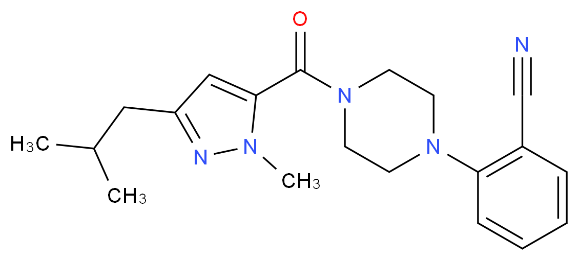 2-{4-[(3-isobutyl-1-methyl-1H-pyrazol-5-yl)carbonyl]-1-piperazinyl}benzonitrile_分子结构_CAS_)