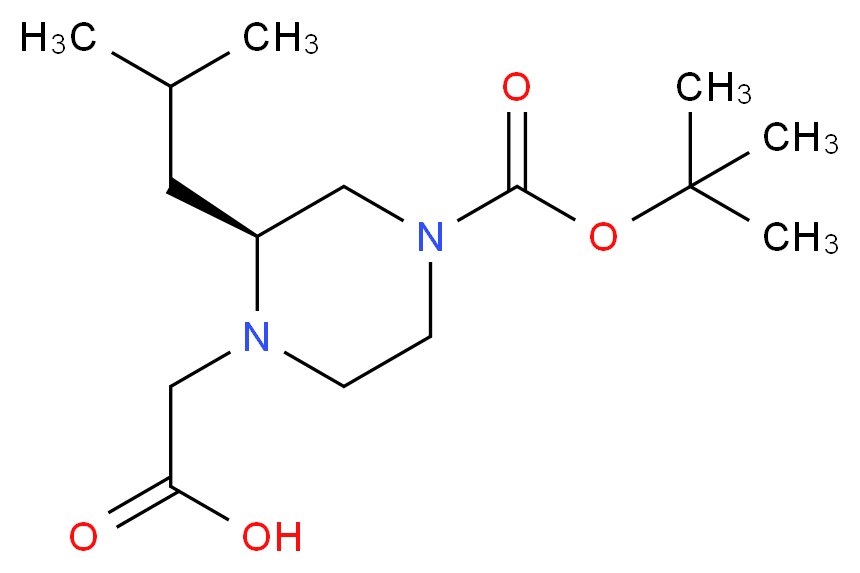 (S)-2-(4-(tert-butoxycarbonyl)-2-isobutylpiperazin-1-yl)acetic acid_分子结构_CAS_1240588-48-0)