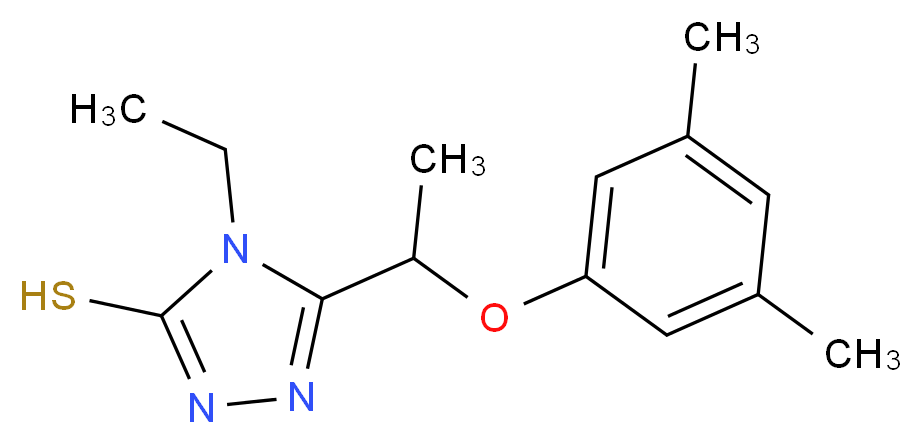5-[1-(3,5-dimethylphenoxy)ethyl]-4-ethyl-4H-1,2,4-triazole-3-thiol_分子结构_CAS_667413-03-8
