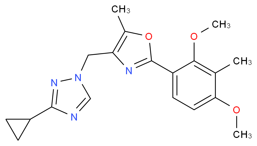 3-cyclopropyl-1-{[2-(2,4-dimethoxy-3-methylphenyl)-5-methyl-1,3-oxazol-4-yl]methyl}-1H-1,2,4-triazole_分子结构_CAS_)