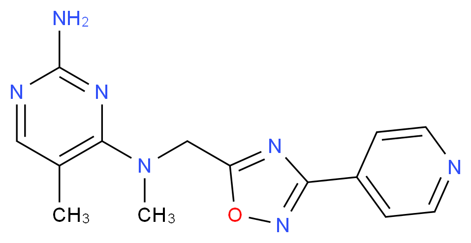 N~4~,5-dimethyl-N~4~-[(3-pyridin-4-yl-1,2,4-oxadiazol-5-yl)methyl]pyrimidine-2,4-diamine_分子结构_CAS_)