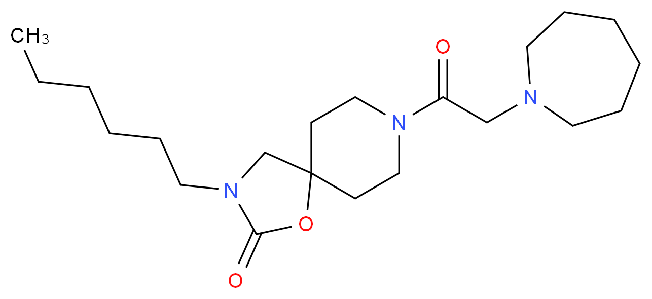 8-(azepan-1-ylacetyl)-3-hexyl-1-oxa-3,8-diazaspiro[4.5]decan-2-one_分子结构_CAS_)