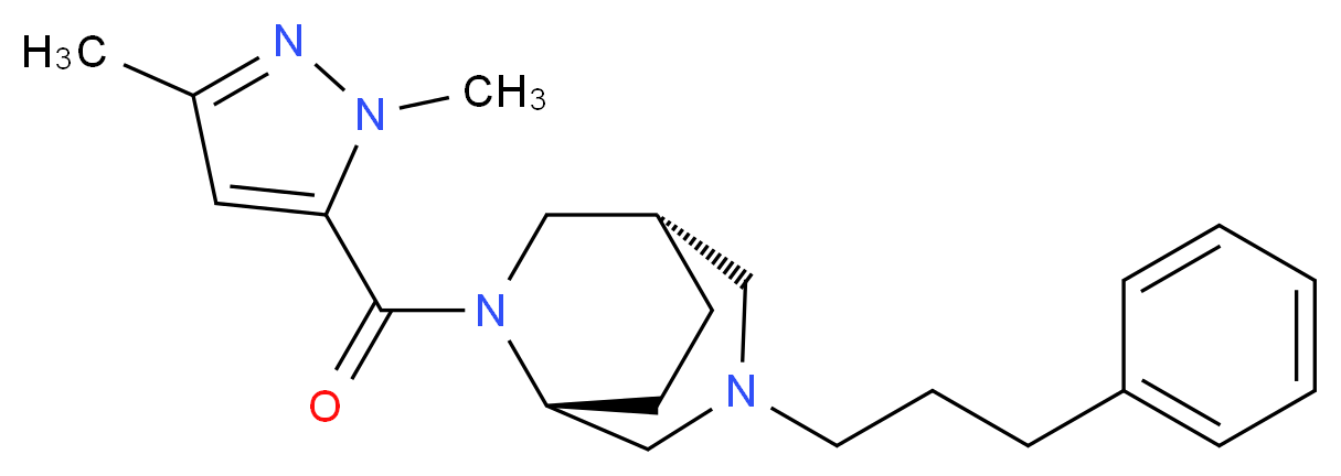 (1S*,5R*)-6-[(1,3-dimethyl-1H-pyrazol-5-yl)carbonyl]-3-(3-phenylpropyl)-3,6-diazabicyclo[3.2.2]nonane_分子结构_CAS_)