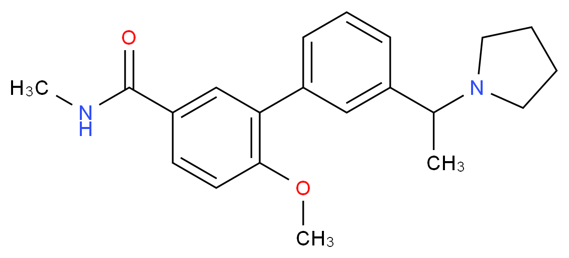 6-methoxy-N-methyl-3'-(1-pyrrolidin-1-ylethyl)biphenyl-3-carboxamide_分子结构_CAS_)