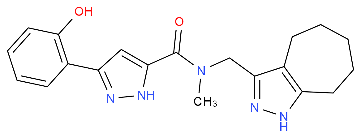 N-(1,4,5,6,7,8-hexahydrocyclohepta[c]pyrazol-3-ylmethyl)-3-(2-hydroxyphenyl)-N-methyl-1H-pyrazole-5-carboxamide_分子结构_CAS_)