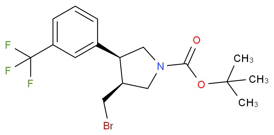 tert-butyl (3S,4S)-3-(bromomethyl)-4-[3-(trifluoromethyl)phenyl]pyrrolidine-1-carboxylate_分子结构_CAS_1260602-18-3