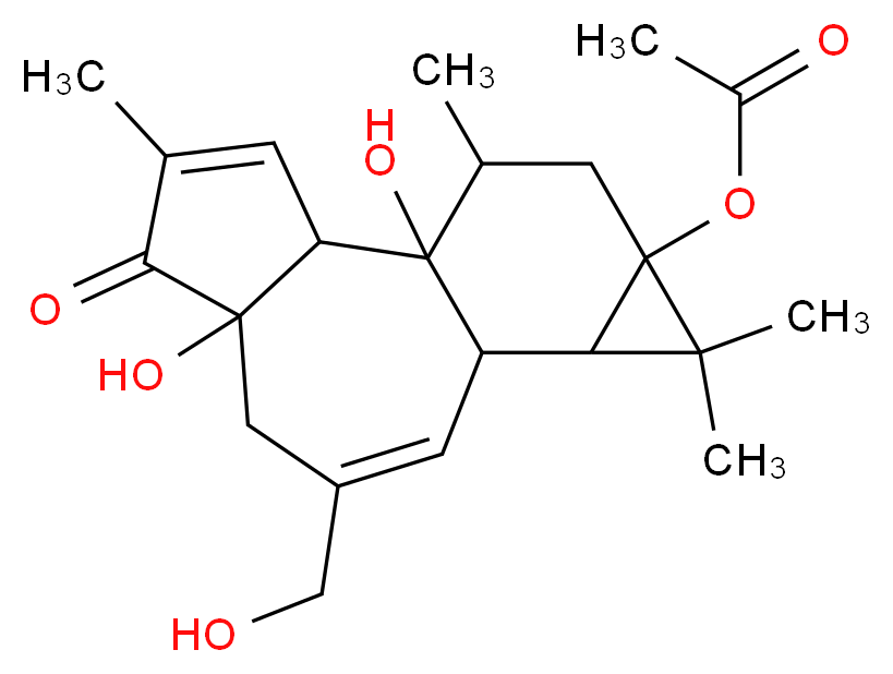 1,6-dihydroxy-8-(hydroxymethyl)-4,12,12,15-tetramethyl-5-oxotetracyclo[8.5.0.0^{2,6}.0^{11,13}]pentadeca-3,8-dien-13-yl acetate_分子结构_CAS_60857-08-1