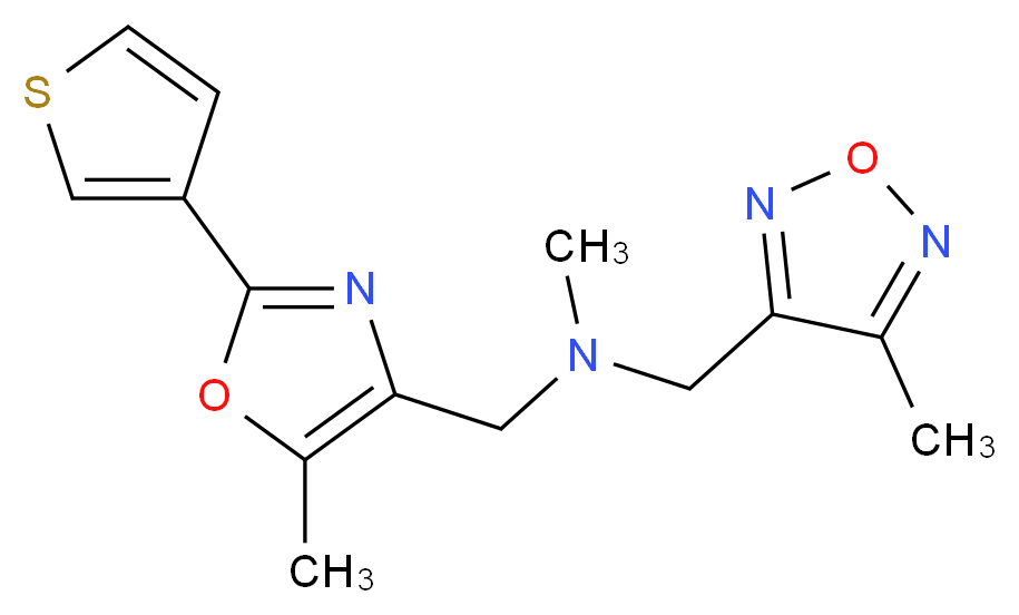 N-methyl-1-(4-methyl-1,2,5-oxadiazol-3-yl)-N-{[5-methyl-2-(3-thienyl)-1,3-oxazol-4-yl]methyl}methanamine_分子结构_CAS_)