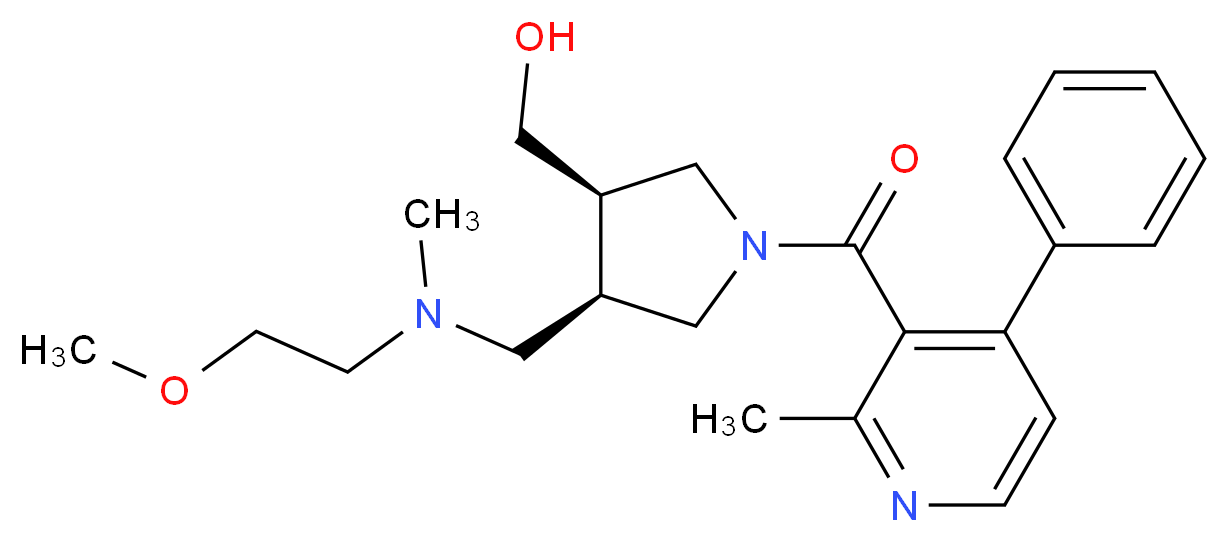 {(3R*,4R*)-4-{[(2-methoxyethyl)(methyl)amino]methyl}-1-[(2-methyl-4-phenylpyridin-3-yl)carbonyl]pyrrolidin-3-yl}methanol_分子结构_CAS_)