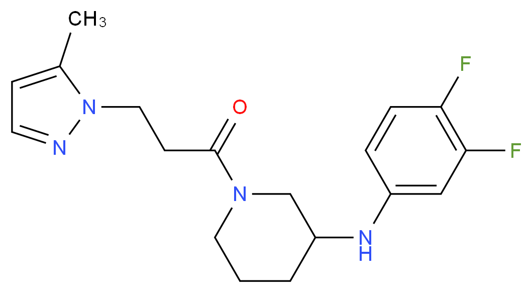 N-(3,4-difluorophenyl)-1-[3-(5-methyl-1H-pyrazol-1-yl)propanoyl]-3-piperidinamine_分子结构_CAS_)