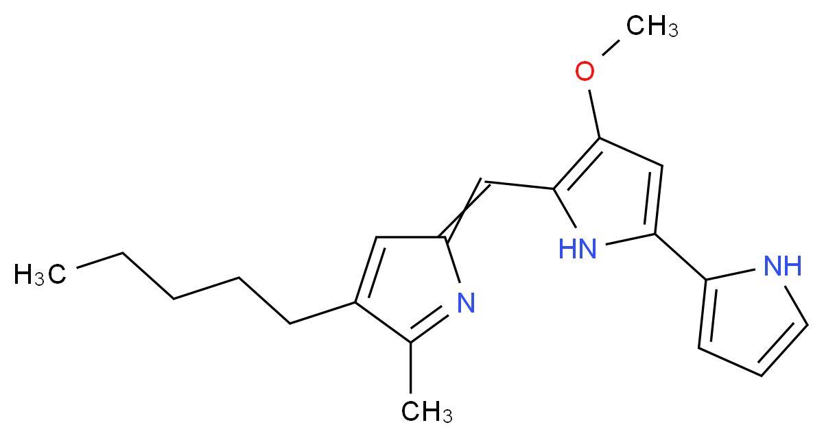 3-methoxy-2-[(5-methyl-4-pentyl-2H-pyrrol-2-ylidene)methyl]-5-(1H-pyrrol-2-yl)-1H-pyrrole_分子结构_CAS_82-89-3