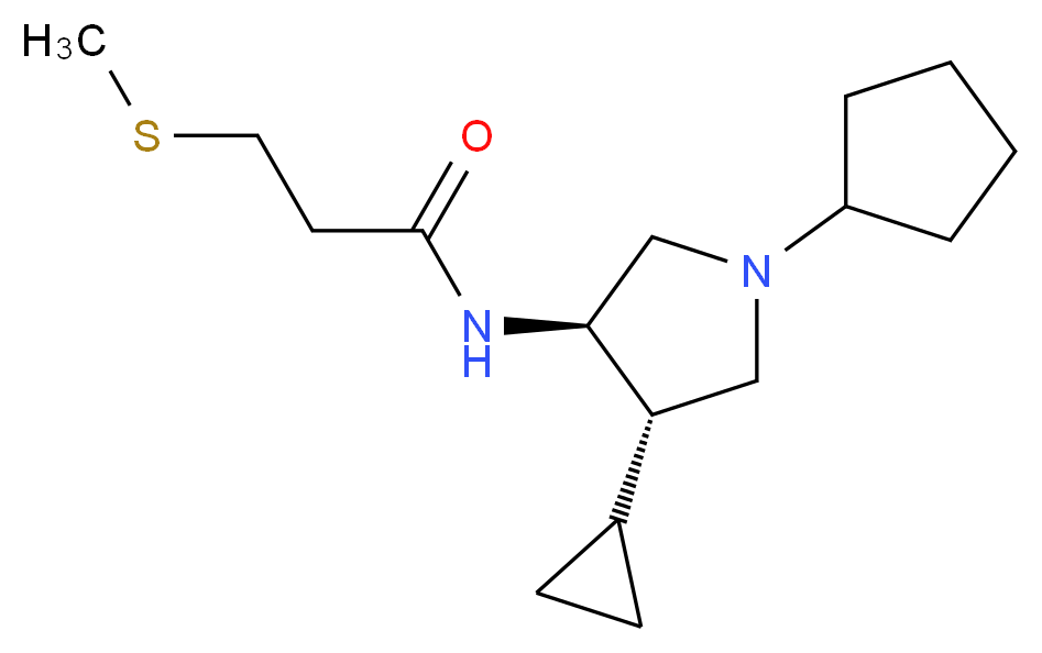 N-[(3R*,4S*)-1-cyclopentyl-4-cyclopropyl-3-pyrrolidinyl]-3-(methylthio)propanamide_分子结构_CAS_)