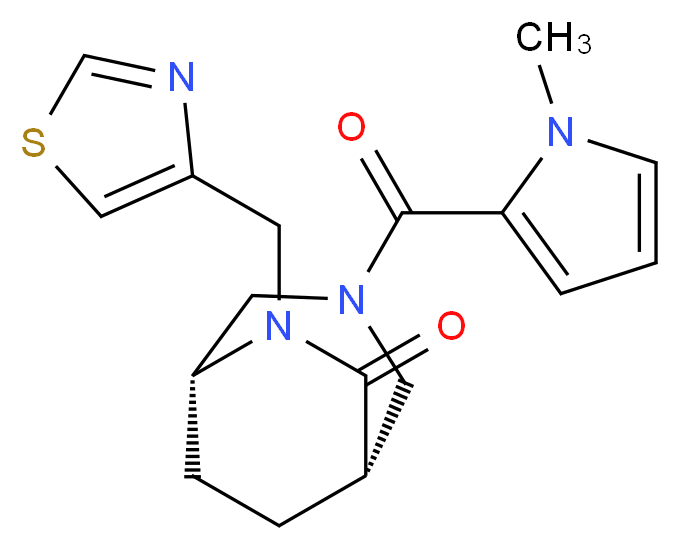 (1S*,5R*)-3-[(1-methyl-1H-pyrrol-2-yl)carbonyl]-6-(1,3-thiazol-4-ylmethyl)-3,6-diazabicyclo[3.2.2]nonan-7-one_分子结构_CAS_)