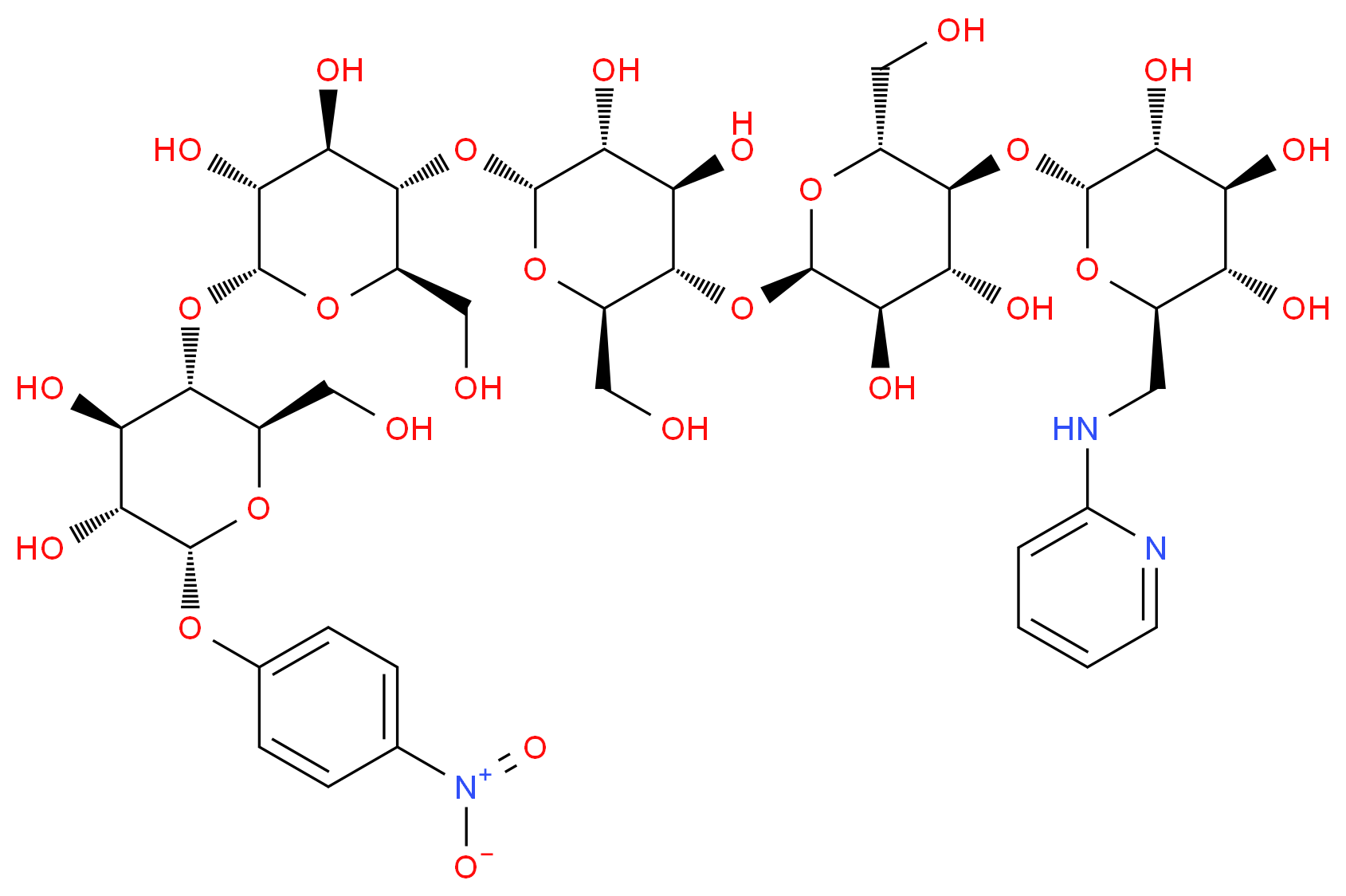 4-Nitrophenyl-6″″′-deoxy-6″″′-(2-pyridylamino)-α-D-penta-(1→4)- glucopyranoside_分子结构_CAS_100111-14-6)