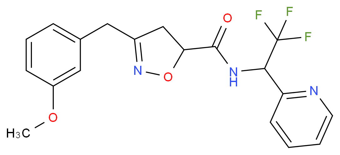 3-(3-methoxybenzyl)-N-[2,2,2-trifluoro-1-(2-pyridinyl)ethyl]-4,5-dihydro-5-isoxazolecarboxamide_分子结构_CAS_)