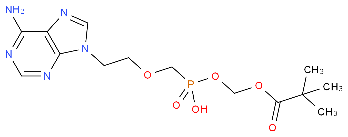 {[2-(6-amino-9H-purin-9-yl)ethoxy]methyl}({[(2,2-dimethylpropanoyl)oxy]methoxy})phosphinic acid_分子结构_CAS_142341-05-7