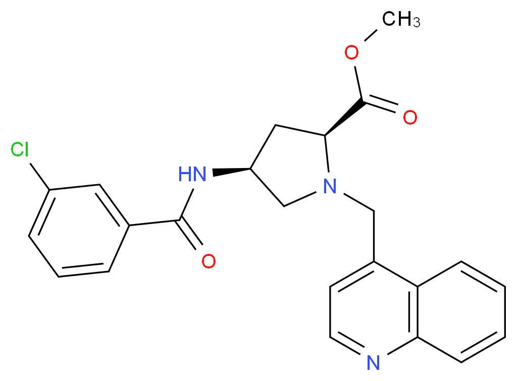 methyl (4S)-4-[(3-chlorobenzoyl)amino]-1-(4-quinolinylmethyl)-L-prolinate_分子结构_CAS_)