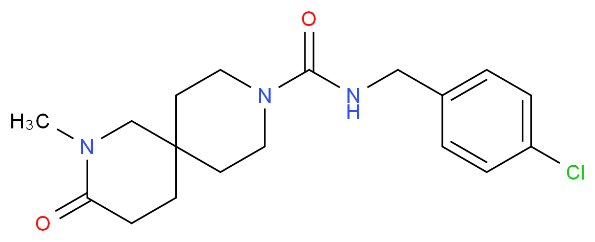 N-(4-chlorobenzyl)-2-methyl-3-oxo-2,9-diazaspiro[5.5]undecane-9-carboxamide_分子结构_CAS_)