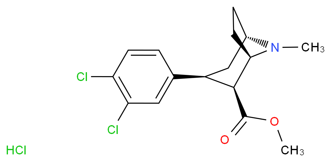 methyl (1R,2S,3S,5S)-3-(3,4-dichlorophenyl)-8-methyl-8-azabicyclo[3.2.1]octane-2-carboxylate hydrochloride_分子结构_CAS_150653-91-1