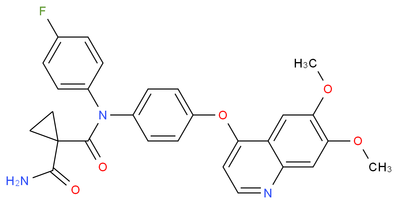 N'1-{4-[(6,7-dimethoxyquinolin-4-yl)oxy]phenyl}-N'1-(4-fluorophenyl)cyclopropane-1,1-dicarboxamide_分子结构_CAS_849217-68-1