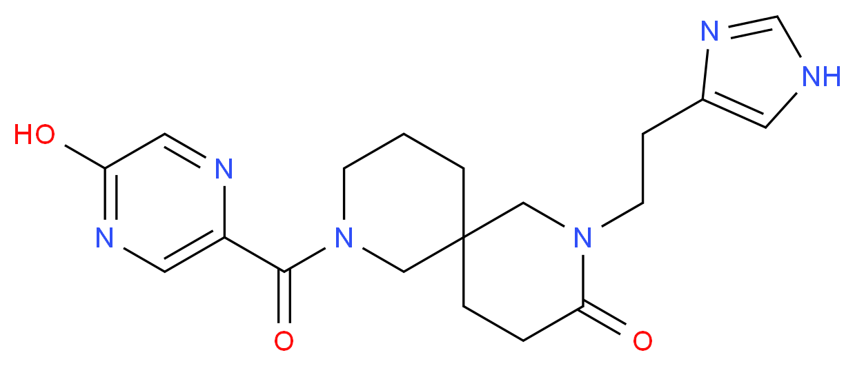 8-[(5-hydroxypyrazin-2-yl)carbonyl]-2-[2-(1H-imidazol-4-yl)ethyl]-2,8-diazaspiro[5.5]undecan-3-one_分子结构_CAS_)