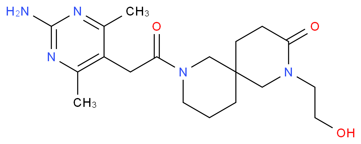 8-[(2-amino-4,6-dimethyl-5-pyrimidinyl)acetyl]-2-(2-hydroxyethyl)-2,8-diazaspiro[5.5]undecan-3-one_分子结构_CAS_)