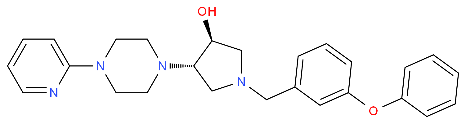 (3S*,4S*)-1-(3-phenoxybenzyl)-4-[4-(2-pyridinyl)-1-piperazinyl]-3-pyrrolidinol_分子结构_CAS_)