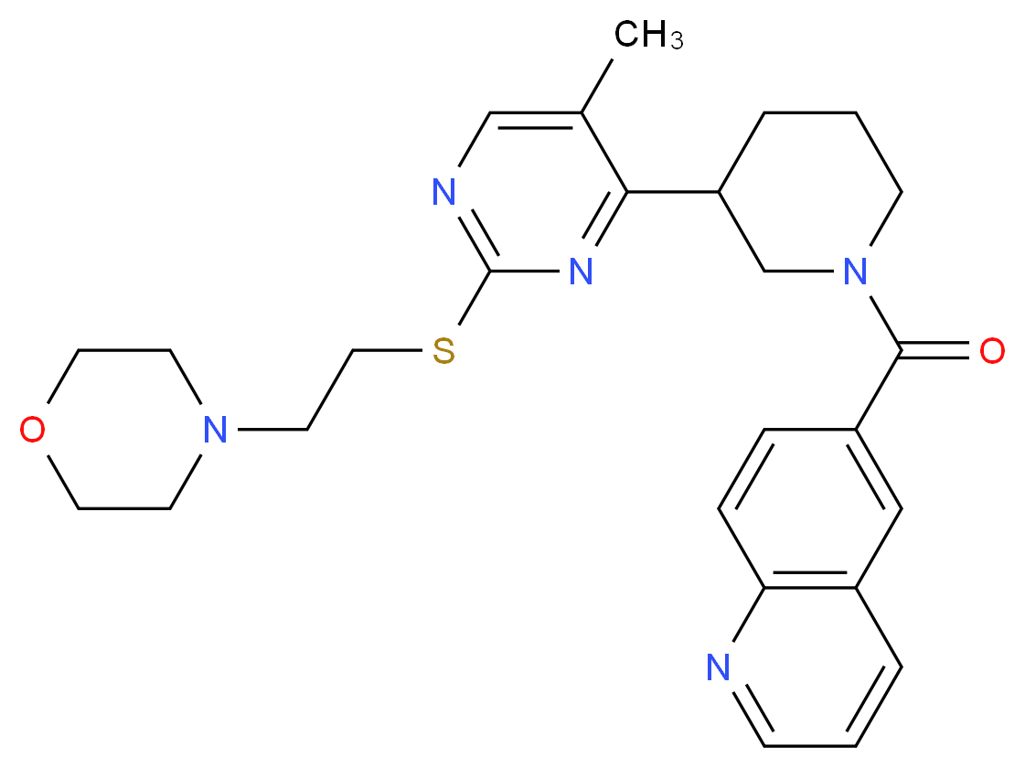 6-{[3-(5-methyl-2-{[2-(4-morpholinyl)ethyl]thio}-4-pyrimidinyl)-1-piperidinyl]carbonyl}quinoline_分子结构_CAS_)