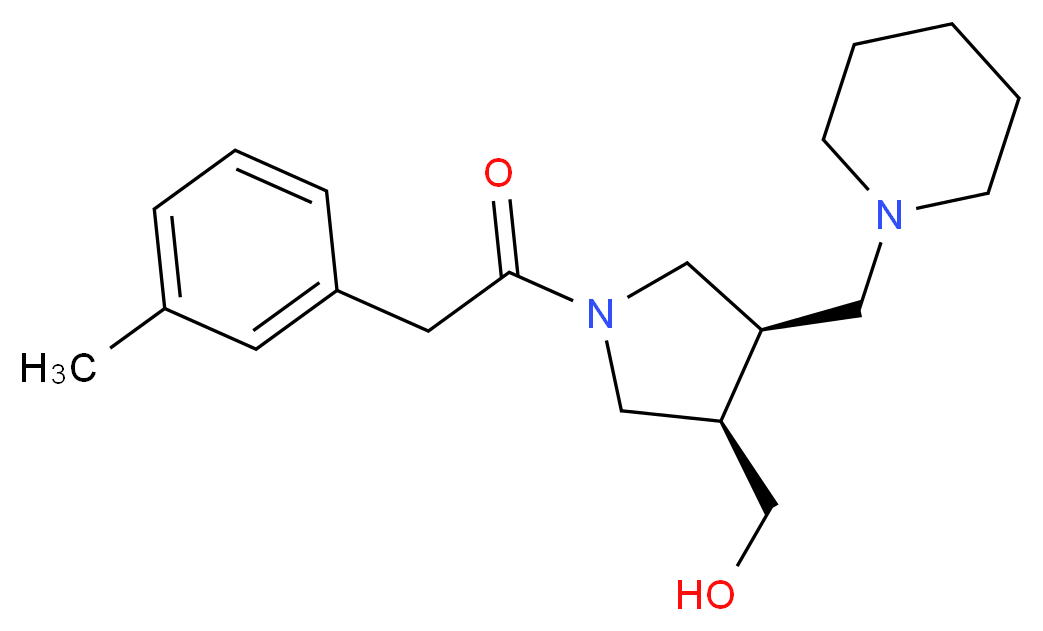 [(3R*,4R*)-1-[(3-methylphenyl)acetyl]-4-(piperidin-1-ylmethyl)pyrrolidin-3-yl]methanol_分子结构_CAS_)