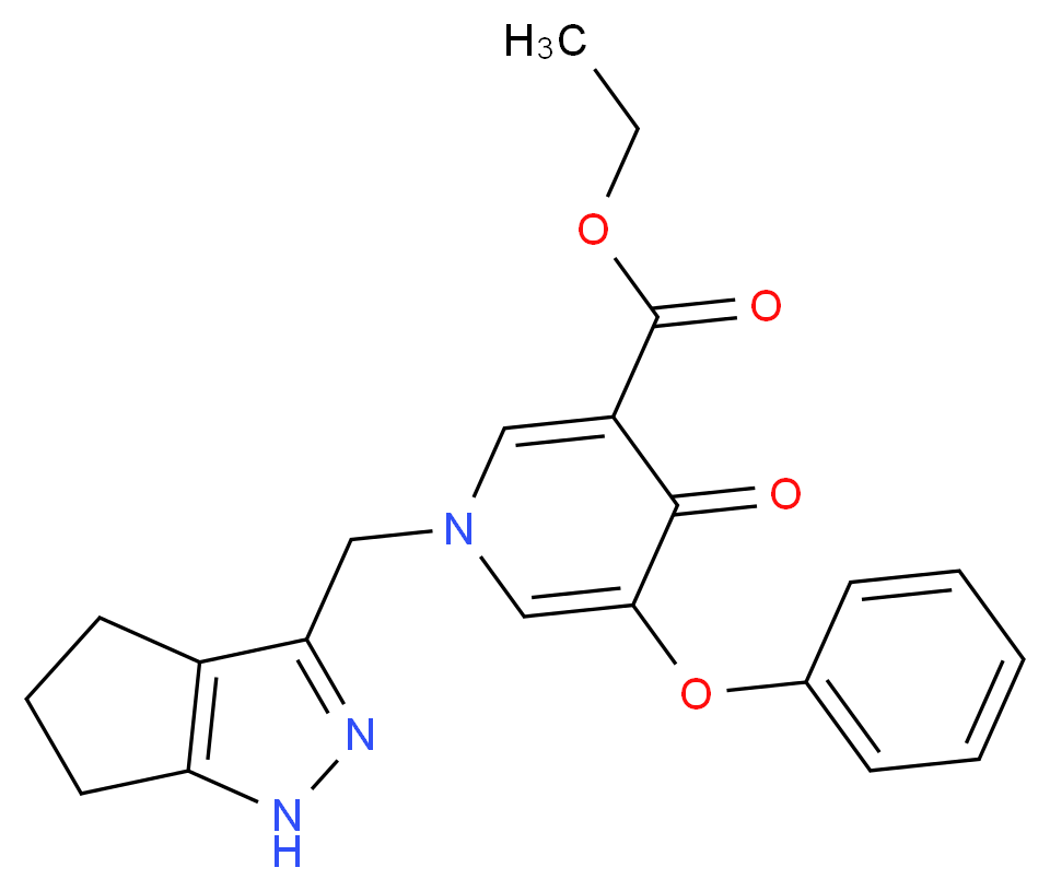 ethyl 4-oxo-5-phenoxy-1-(1,4,5,6-tetrahydrocyclopenta[c]pyrazol-3-ylmethyl)-1,4-dihydropyridine-3-carboxylate_分子结构_CAS_)