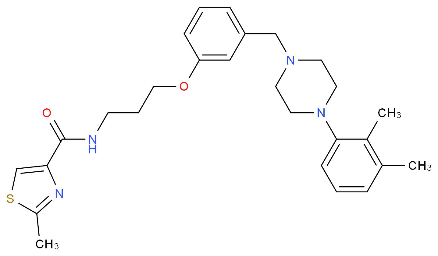 N-[3-(3-{[4-(2,3-dimethylphenyl)-1-piperazinyl]methyl}phenoxy)propyl]-2-methyl-1,3-thiazole-4-carboxamide_分子结构_CAS_)