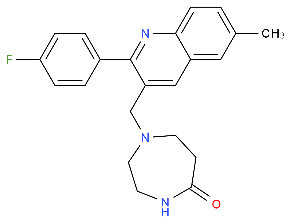 1-{[2-(4-fluorophenyl)-6-methyl-3-quinolinyl]methyl}-1,4-diazepan-5-one_分子结构_CAS_)