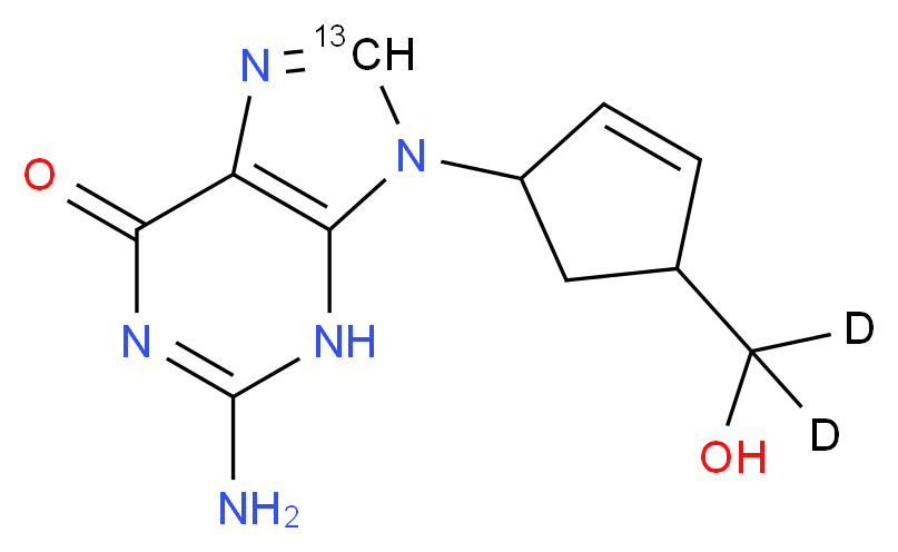 2-amino-9-{4-[hydroxy(<sup>2</sup>H<sub>2</sub>)methyl]cyclopent-2-en-1-yl}-6,9-dihydro(8-<sup>1</sup><sup>3</sup>C)-3H-purin-6-one_分子结构_CAS_1246816-59-0