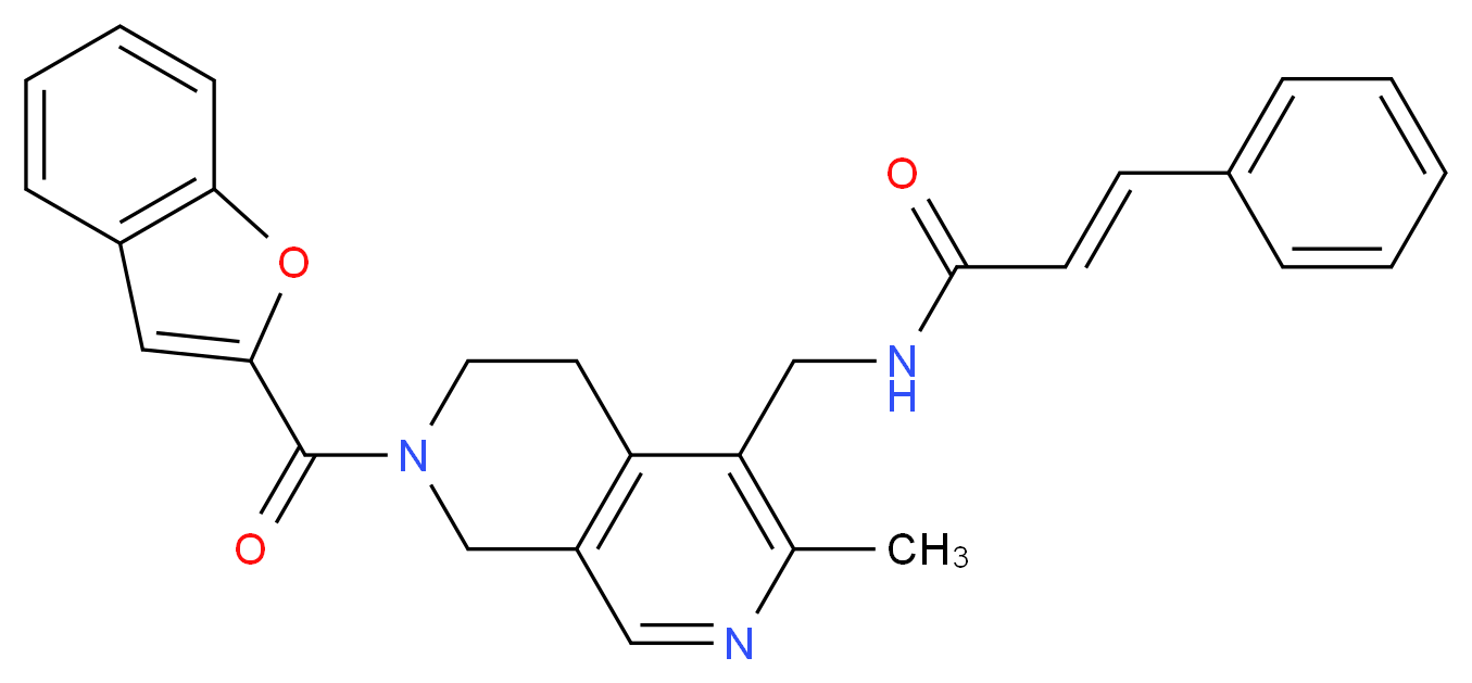 (2E)-N-{[7-(1-benzofuran-2-ylcarbonyl)-3-methyl-5,6,7,8-tetrahydro-2,7-naphthyridin-4-yl]methyl}-3-phenylacrylamide_分子结构_CAS_)