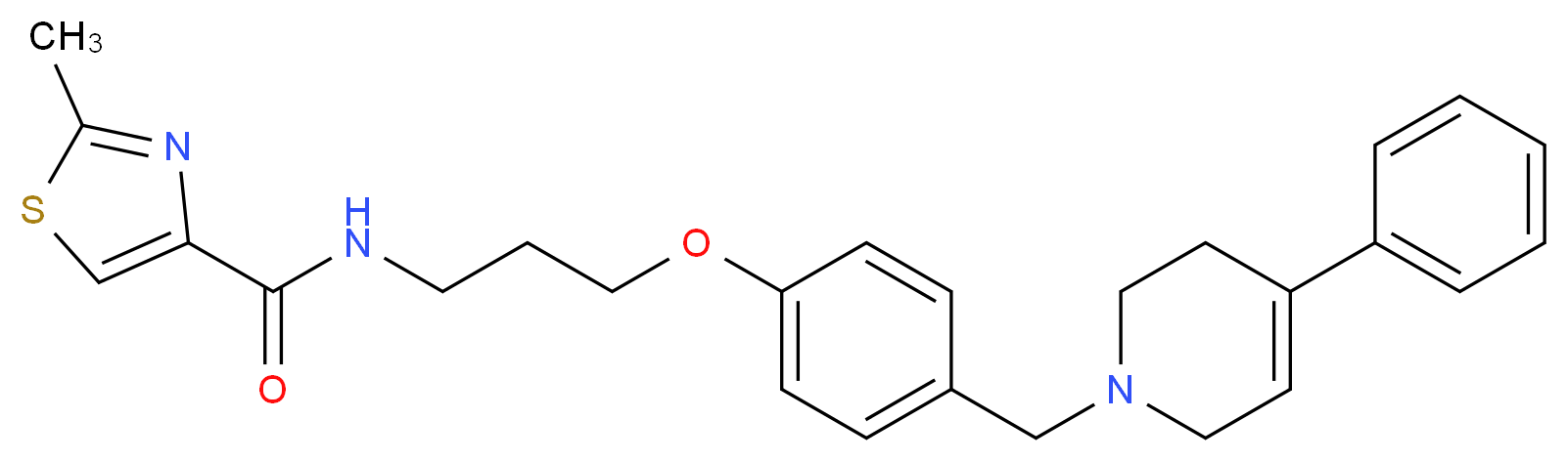 2-methyl-N-(3-{4-[(4-phenyl-3,6-dihydro-1(2H)-pyridinyl)methyl]phenoxy}propyl)-1,3-thiazole-4-carboxamide_分子结构_CAS_)