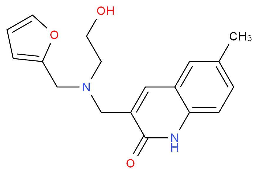 3-{[(2-furylmethyl)(2-hydroxyethyl)amino]methyl}-6-methylquinolin-2(1H)-one_分子结构_CAS_)
