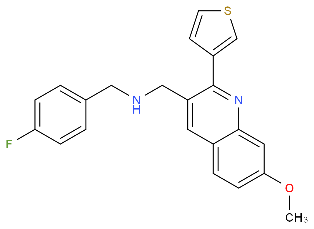 (4-fluorobenzyl){[7-methoxy-2-(3-thienyl)-3-quinolinyl]methyl}amine_分子结构_CAS_)