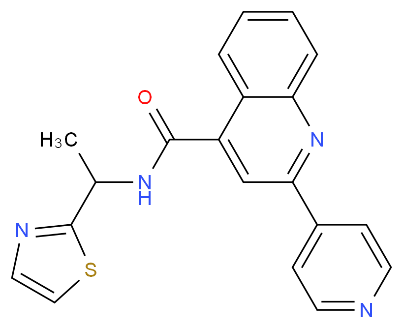 2-(4-pyridinyl)-N-[1-(1,3-thiazol-2-yl)ethyl]-4-quinolinecarboxamide_分子结构_CAS_)
