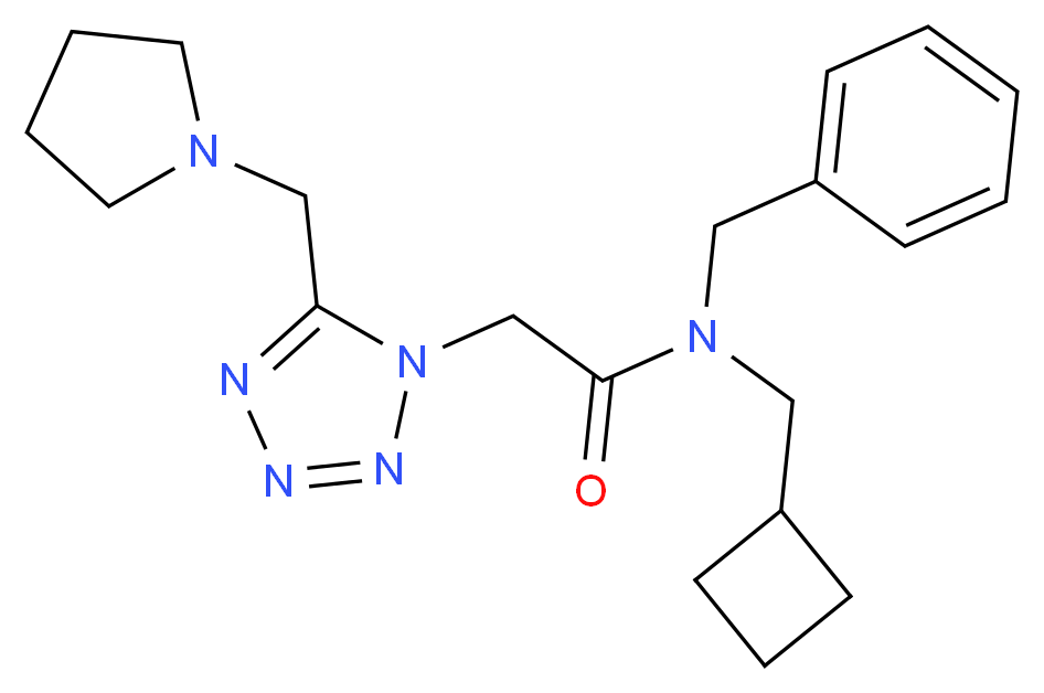 N-benzyl-N-(cyclobutylmethyl)-2-[5-(1-pyrrolidinylmethyl)-1H-tetrazol-1-yl]acetamide_分子结构_CAS_)
