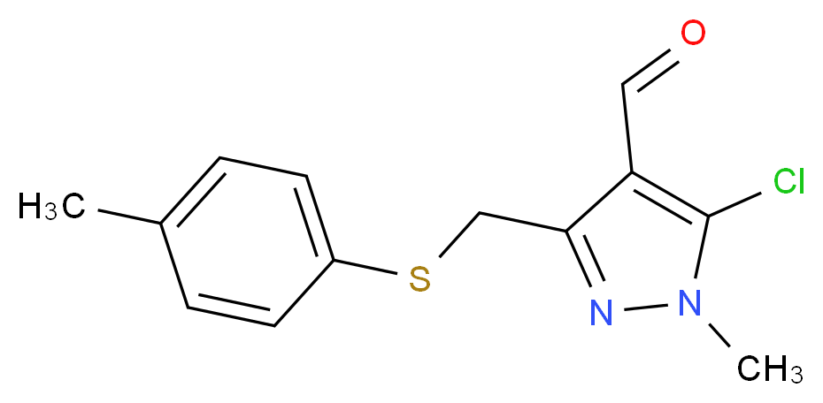 5-Chloro-1-methyl-3-{[(4-methylphenyl)sulfanyl]-methyl}-1H-pyrazole-4-carbaldehyde_分子结构_CAS_)