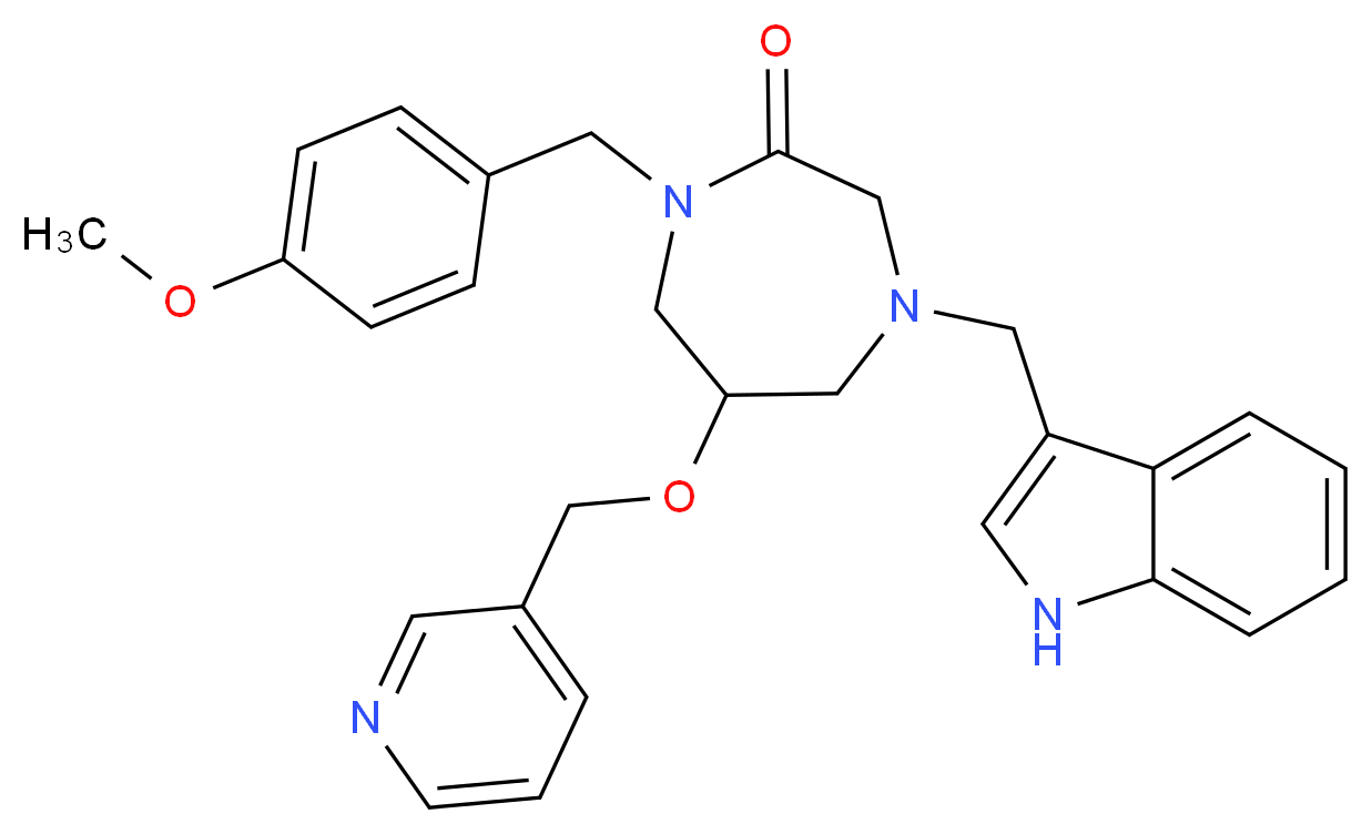 4-(1H-indol-3-ylmethyl)-1-(4-methoxybenzyl)-6-(3-pyridinylmethoxy)-1,4-diazepan-2-one_分子结构_CAS_)