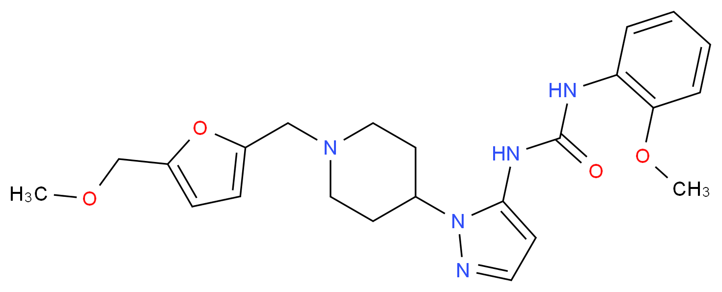 N-[1-(1-{[5-(methoxymethyl)-2-furyl]methyl}-4-piperidinyl)-1H-pyrazol-5-yl]-N'-(2-methoxyphenyl)urea_分子结构_CAS_)