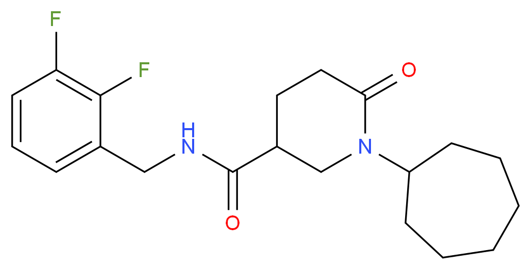1-cycloheptyl-N-(2,3-difluorobenzyl)-6-oxo-3-piperidinecarboxamide_分子结构_CAS_)