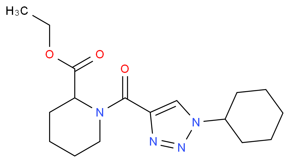 ethyl 1-[(1-cyclohexyl-1H-1,2,3-triazol-4-yl)carbonyl]-2-piperidinecarboxylate_分子结构_CAS_)