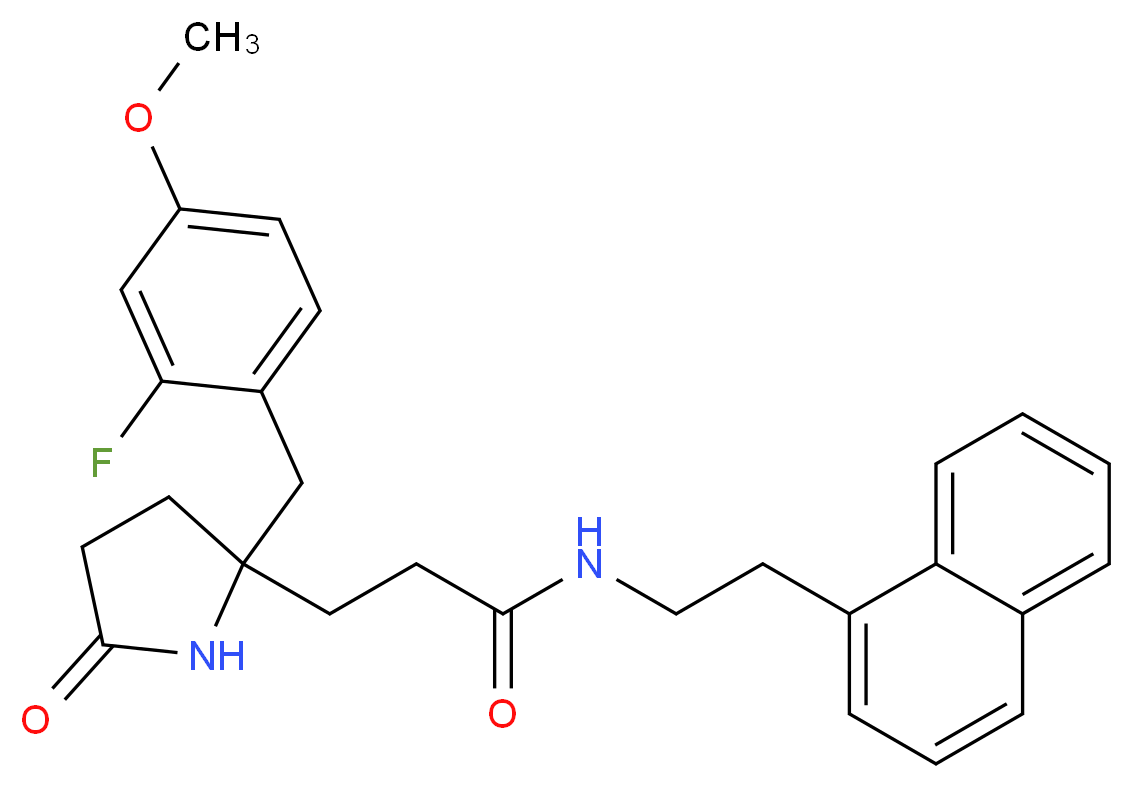 3-[2-(2-fluoro-4-methoxybenzyl)-5-oxo-2-pyrrolidinyl]-N-[2-(1-naphthyl)ethyl]propanamide_分子结构_CAS_)