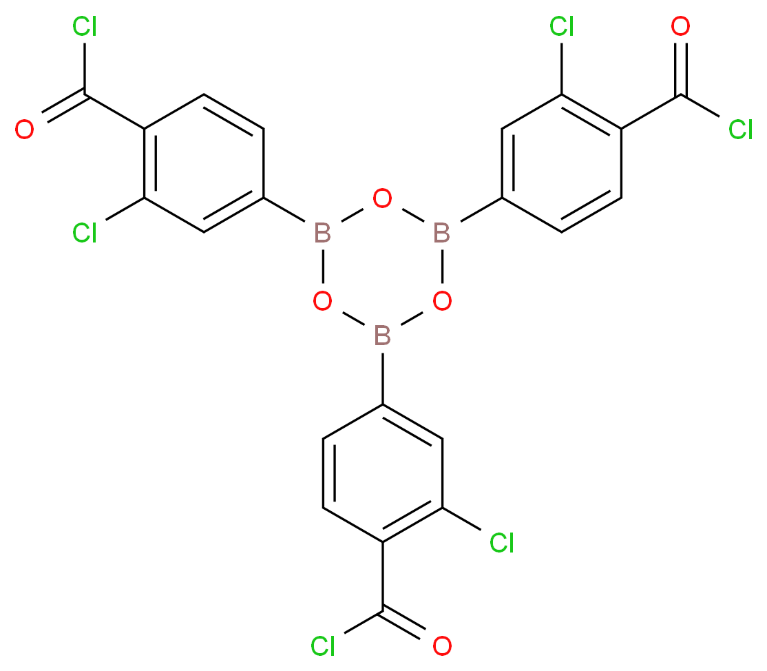 4-{bis[4-(carbonochloridoyl)-3-chlorophenyl]-1,3,5,2,4,6-trioxatriborinan-2-yl}-2-chlorobenzoyl chloride_分子结构_CAS_850589-38-7