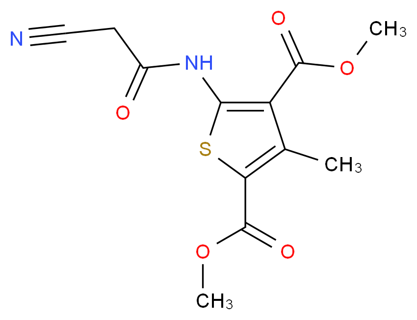 Dimethyl 5-[(cyanoacetyl)amino]-3-methylthiophene-2,4-dicarboxylate_分子结构_CAS_)