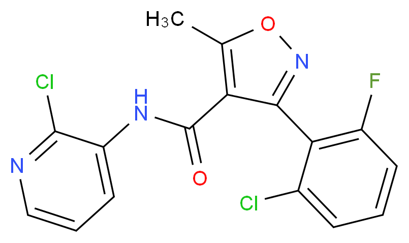 3-(2-chloro-6-fluorophenyl)-N-(2-chloropyridin-3-yl)-5-methyl-1,2-oxazole-4-carboxamide_分子结构_CAS_368869-90-3