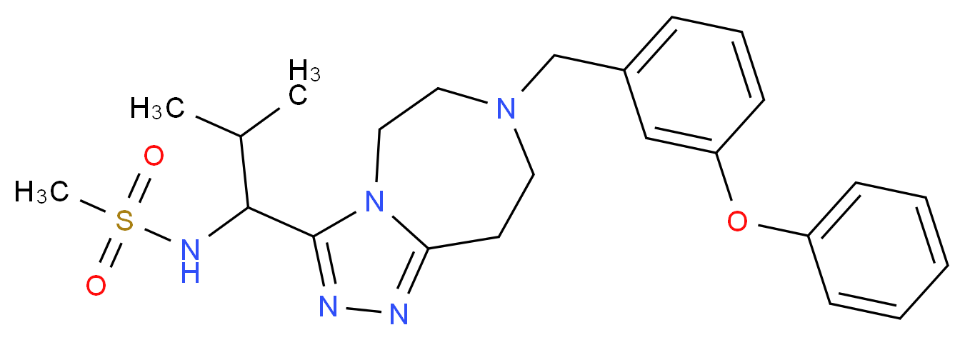 N-{2-methyl-1-[7-(3-phenoxybenzyl)-6,7,8,9-tetrahydro-5H-[1,2,4]triazolo[4,3-d][1,4]diazepin-3-yl]propyl}methanesulfonamide_分子结构_CAS_)
